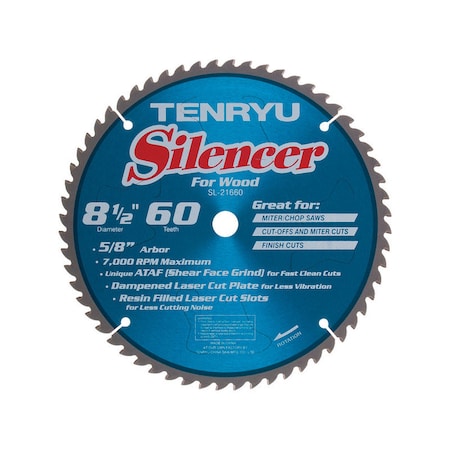 Tenryu Tenryu Silencer 8-1/2 in. D X 5/8 in. PTFE Coated Saw Blade 60 teeth 1 pc SL-21660